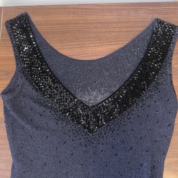 ST JOHN KNIT EVENING Beaded Sequin Embellished Low Back Cami Top Size Medium EUC - Picture 9 of 10